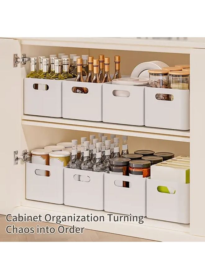 White 7pcs Heavy Duty Plastic Storage Bins Stackable Organizers With Handles - Image 1
